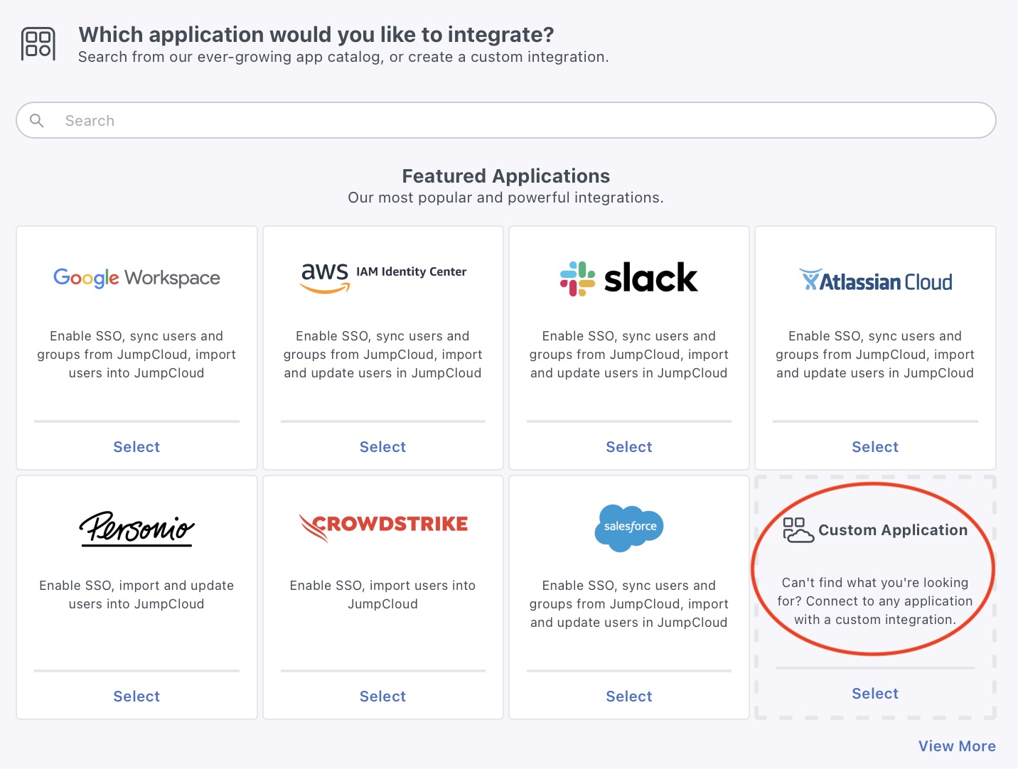 JumpCloud Admin Portal Custom Application